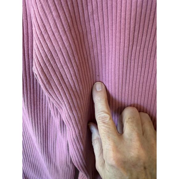 Zara Ribbed Knit High Waist Flare Pants Pink Stretch Size Medium Boho Bohemian - Picture 6 of 11